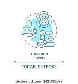 Long-run supply soft blue concept icon. Increasing cost industry. Round shape line illustration. Abstract idea. Graphic design. Easy to use in brochure marketing