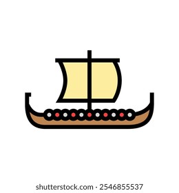 longship ancient ship color icon vector. longship ancient ship sign. isolated symbol illustration