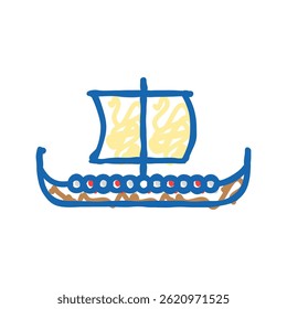 longship ancient ship doodle icon sketch vector. longship ancient ship sign. isolated symbol illustration