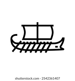 longship ancient ship line icon vector. longship ancient ship sign. isolated contour symbol black illustration