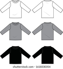 longsleep shirt for boy vector template pattern