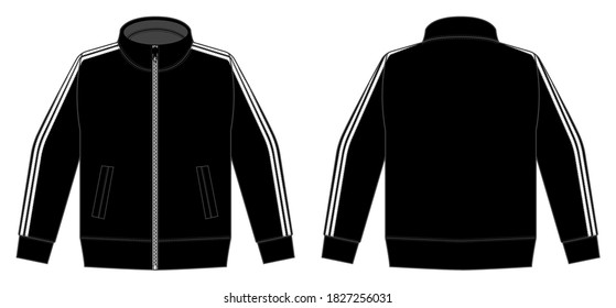 Longsleeve jersey shirt (sports training jacket) vector illustration / black and white