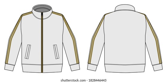 Longsleeve jersey shirt (sports training jacket) vector illustration / white and gold