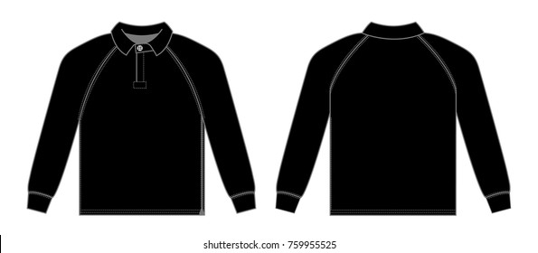 long-sleeve polo shirt , jersey shirt / black