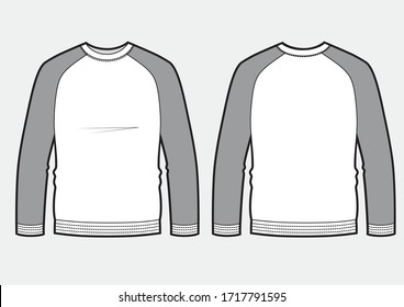 Longsleeve raglan t-shirt illustration with round neck