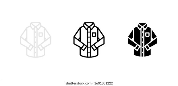Longsleeve shirt apparel clothes icon. Apparel flat, silhouette, line vector illustration on white background