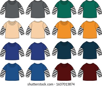 longsleeve shirt for boy vector template pattern