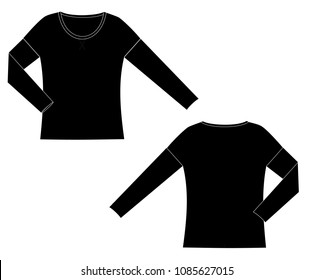 Longsleeve technical sketch front and back parts