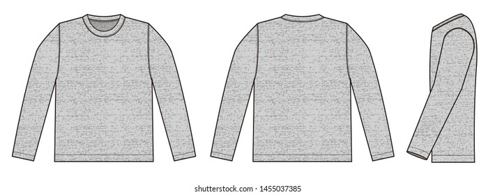 Longsleeve t-shirt illustration (heather gray) /front,back,side