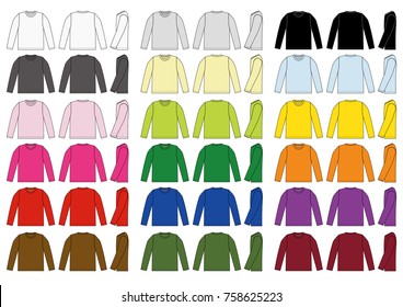 Longsleeve t-shirt illustration set
