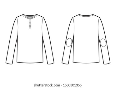 Longsleeve t-shirt technikal sketch unisex with buttons clasp