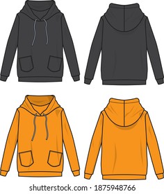 Long-sleeved jacket with hood For women vector template pattern