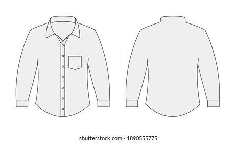 Plantilla vectorial de línea de camisa de manga larga, adecuada para fines de diseño de ropa y moda