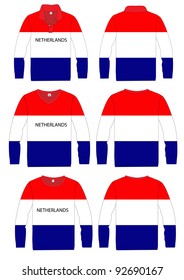 Long-sleeved sport shirt. Team netherlands. vector template design