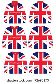 Long-sleeved sport shirt. Team United Kingdom, England. vector template design