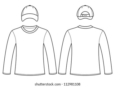 Long-sleeved T-shirt and cap template