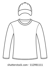 Long-sleeved T-shirt and cap template