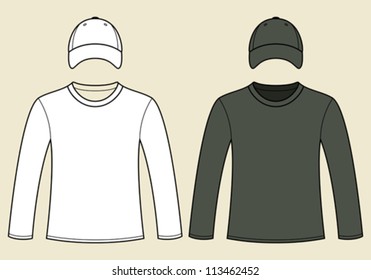 Long-sleeved T-shirt and cap template