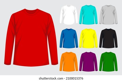 long-sleeved T-shirt multi color design template