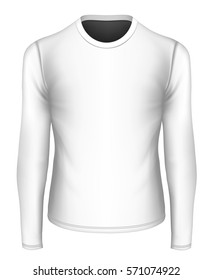 Long-sleeved white t-shirt for girl. Fully editable handmade mesh. Vector illustration.