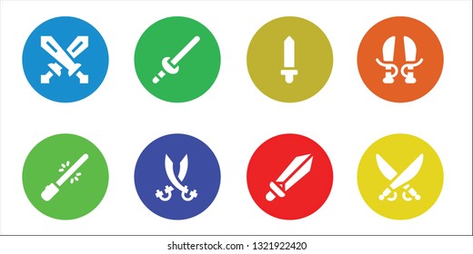 longsword icon set. 8 filled longsword icons.  Collection Of - Swords, Saber, Sword, Sabers