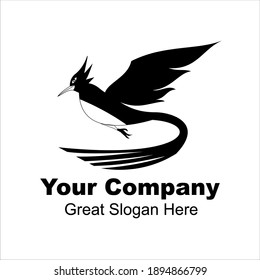 Long-tailed birds fly vector logo.