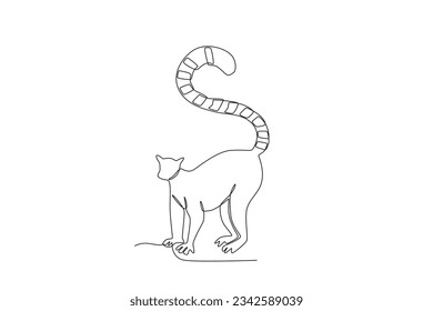 A long-tailed lemur. World animal day one-line drawing