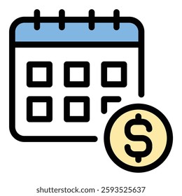 Long-term debt icon in flat line style representing extended financial obligations loans and repayment plans ideal for banking and investment concepts.