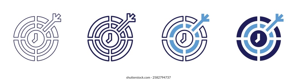 Long-term goal icon in 4 different styles. Thin Line, Line, Bold Line, Duotone. Duotone style. Editable stroke.