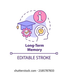 Long-term memory concept icon. Effective knowledge retention abstract idea thin line illustration. Information storage. Isolated outline drawing. Editable stroke. Arial, Myriad Pro-Bold fonts used