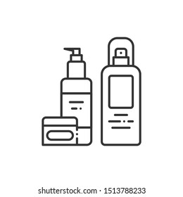 Long-term styling products black line icon. Cosmetics: styling spray, gel. Beauty industry. Pictogram for web page, mobile app, promo. UI/UX/GUI design element. Editable stroke.