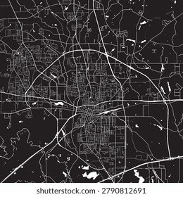 Longview Texas Vector Map, Detailed City Street Map Black and White Minimalist Line Art