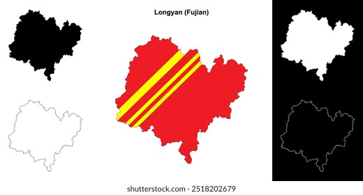 Longyan blank outline map set