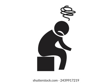 A Lonley Person with a Problem. Editable Clip Art.