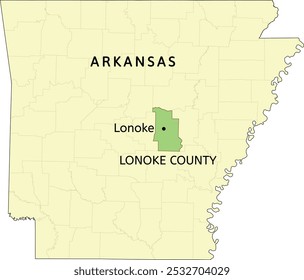 Lonoke County and city of Lonoke location on Arkansas state map