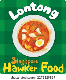 Lontong is an Indonesian dish made of rice cake(lontong) in a coconut-based vegetable soup with tofu, tempeh, spinach, cabbage, and snake bean. It's commonly found in Singapore hawker centers.