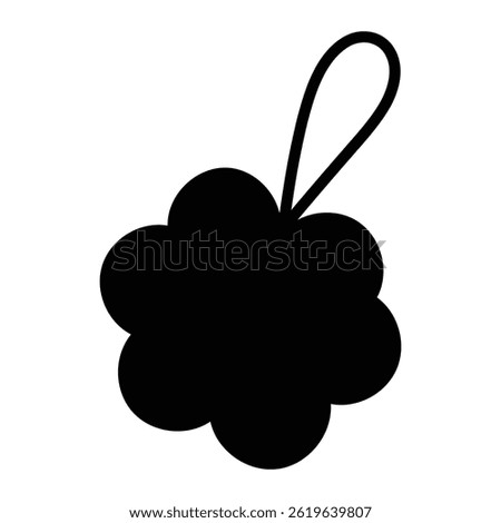 Loofah sponge vector icon. Bathroom hygiene accessory. Black silhouette isolated on white background.