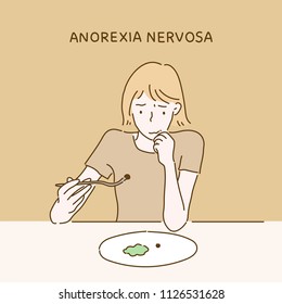 The look of an anorexic woman. hand drawn style vector design illustrations.