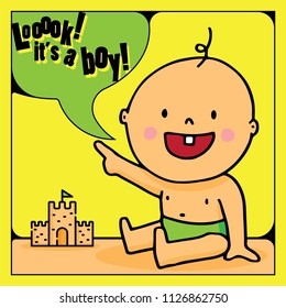 Look, it's a boy beach banner