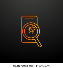 Look for bugs in a smart phone nolan icon. Elements of virus antivirus set. Simple icon for websites, web design, mobile app, info graphics