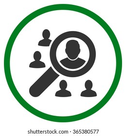 Look Client vector icon. Style is bicolor flat circled symbol, green and gray colors, rounded angles, white background.