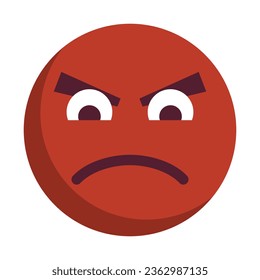 Mira hacia abajo y el icono de la cara enojada. Vector.