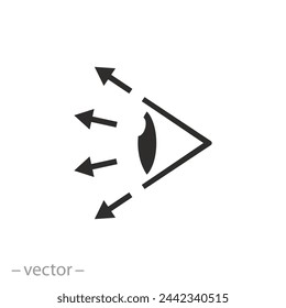 icono de mirar futuro, compartir visión, distribución en perspectiva, vista, símbolo plano sobre fondo blanco - ilustración vectorial eps10