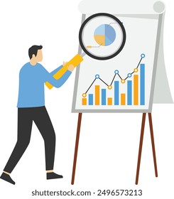 Look for a good graph to make money, Vector illustration in flat style

