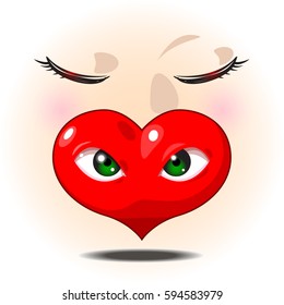 Look with heart, With the mind. With a heart vector
