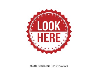 Look Here red ribbon label banner.