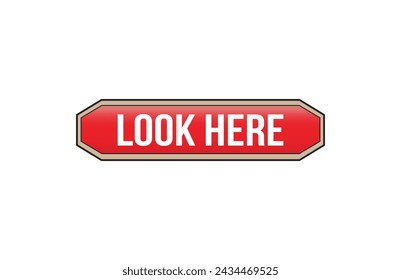 Look Here red ribbon label banner.