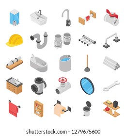 
Look here is what you need to maintain your home and hotel and so on. Plumber, toilet, bath shower isometric icons pack having colorful and real time visuals. 