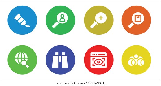 look icon set. 8 filled look icons.  Simple modern icons about  - Tube, Search, Binoculars, Zoom in, View