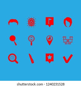 look icon set about flag location, star pin, pomade and ok vector set